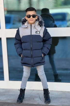 Erkek Çocuk Lacivert-Bej Kaban Erkek Çocuk Lacivert-Bej Kaban