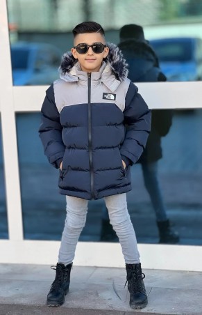 Erkek Çocuk Lacivert-Bej Kaban Erkek Çocuk Lacivert-Bej Kaban