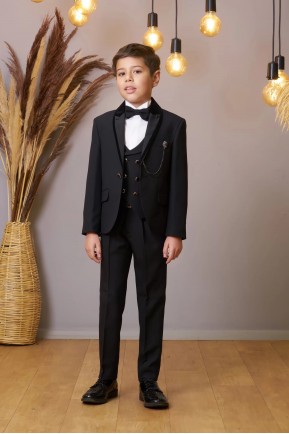 Erkek Çocuk Siyah Şal Yaka Takım Elbise Erkek Çocuk Siyah Şal Yaka Takım Elbise