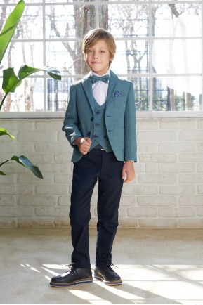 Erkek Çocuk Yeşil Keten Spor Takım Elbise Erkek Çocuk Yeşil Keten Spor Takım Elbise