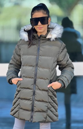Kız Çocuk Yeşil Parka Kaban