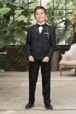 Erkek Çocuk Siyah Kruvaze Takım Elbise Erkek Çocuk Siyah Kruvaze Takım Elbise