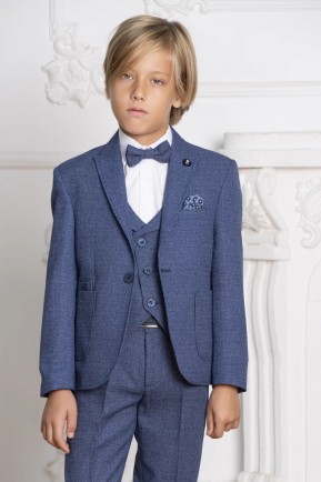 Erkek Çocuk Mavi Keten Spor Takım Elbise Erkek Çocuk Mavi Keten Spor Takım Elbise