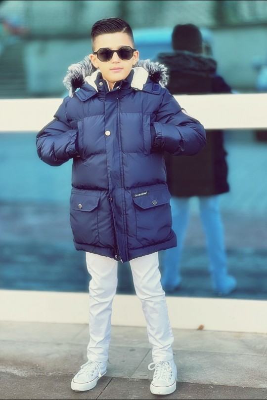 Erkek Çocuk Larcivert Parka Kaban Erkek Çocuk Larcivert Parka Kaban