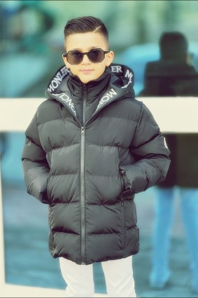 Erkek Çocuk Siyah Kaban Erkek Çocuk Siyah Kaban