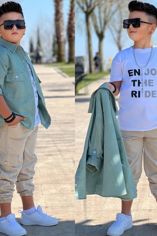 Erkek Çocuk Ceket Gömlek Tişört Jogger Pantolon 3'lü Set Erkek Çocuk Ceket Gömlek Tişört Jogger Pantolon 3'lü Set
