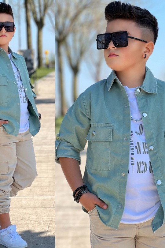 Erkek Çocuk Ceket Gömlek Tişört Jogger Pantolon 3'lü Set Erkek Çocuk Ceket Gömlek Tişört Jogger Pantolon 3'lü Set