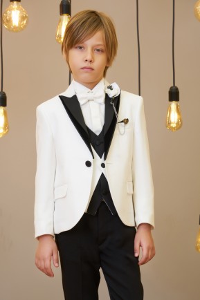 Erkek Çocuk Krem Şal Yaka Smokin Takım Elbise Erkek Çocuk Krem Şal Yaka Smokin Takım Elbise