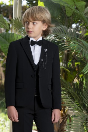 Erkek Çocuk Siyah Şal Yaka Smokin Takım Elbise Erkek Çocuk Siyah Şal Yaka Smokin Takım Elbise