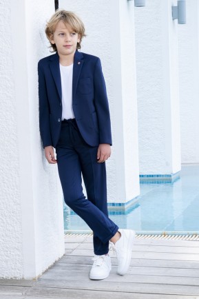 Erkek Çocuk Örme Keten Jogger Pantalonlu Lacivert Spor Takım Elbise Erkek Çocuk Örme Keten Jogger Pantalonlu Lacivert Spor Takım Elbise