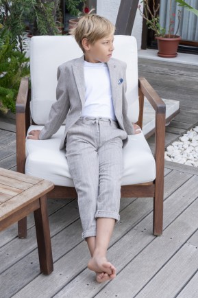 Erkek Çocuk Keten Jogger Pantolonlu Vizon Renk Takım Elbise Erkek Çocuk Keten Jogger Pantolonlu Vizon Renk Takım Elbise