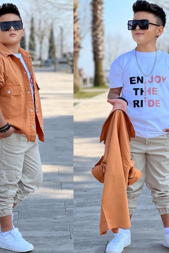 Erkek Çocuk Ceket Gömlek Tişört Jogger Pantolon 3'lü Set Erkek Çocuk Ceket Gömlek Tişört Jogger Pantolon 3'lü Set