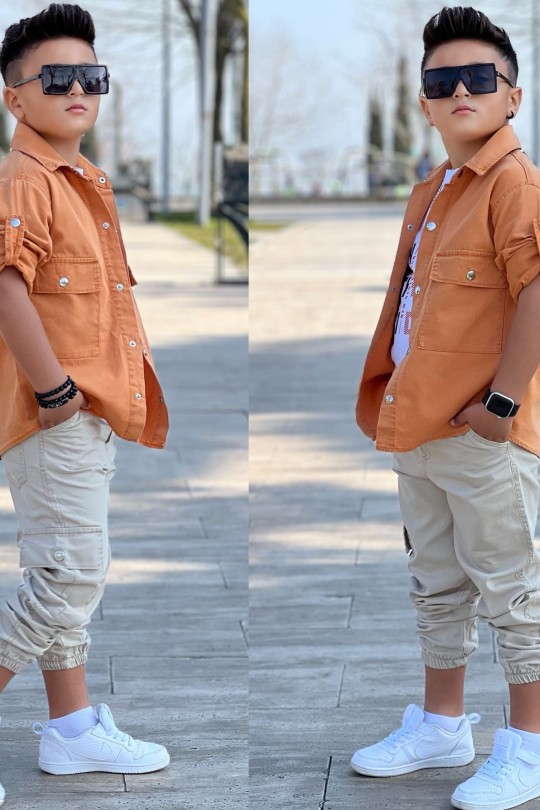 Erkek Çocuk Ceket Gömlek Tişört Jogger Pantolon 3'lü Set Erkek Çocuk Ceket Gömlek Tişört Jogger Pantolon 3'lü Set