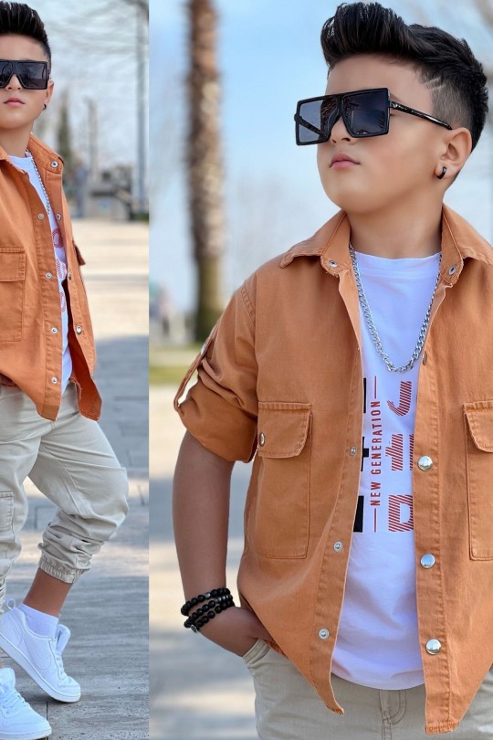 Erkek Çocuk Ceket Gömlek Tişört Jogger Pantolon 3'lü Set Erkek Çocuk Ceket Gömlek Tişört Jogger Pantolon 3'lü Set