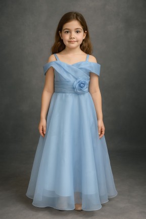 Kız Çocuk Uzun Bebe Mavi Askılı Caroline Organize Kumaş Abiye Elbise 10-15 Yaş Kız Çocuk Uzun Bebe Mavi Askılı Caroline Organize Kumaş Abiye Elbise 10-15 Yaş