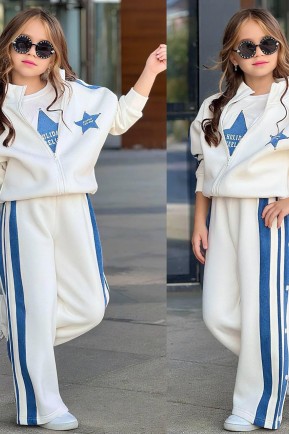 Yıldız Kotlu Çıtçıtlı 3 Parça Beyaz 3 Lü Kız Takım
