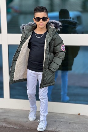 Erkek Çocuk Yeşil Parka Kaban Erkek Çocuk Yeşil Parka Kaban