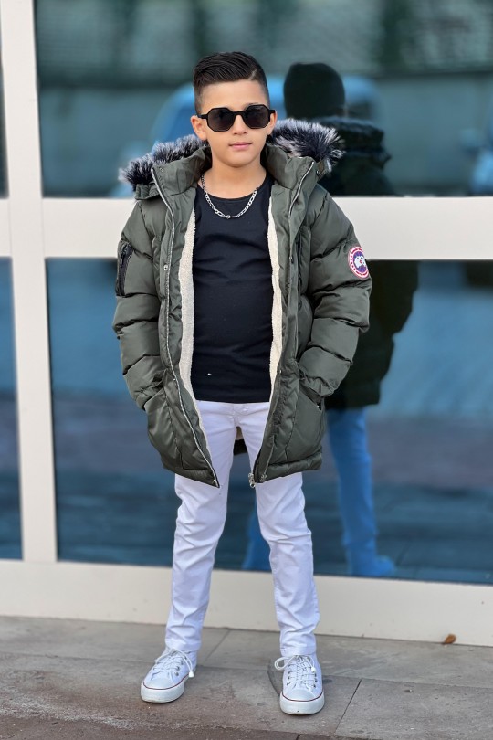 Erkek Çocuk Yeşil Parka Kaban
