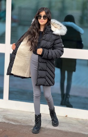 Kız Çocuk Siyah Parka Kaban Kız Çocuk Siyah Parka Kaban