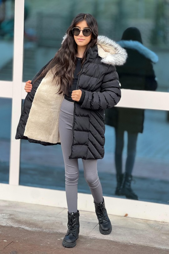 Kız Çocuk Siyah Parka Kaban