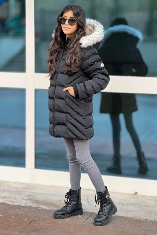 Kız Çocuk Siyah Parka Kaban