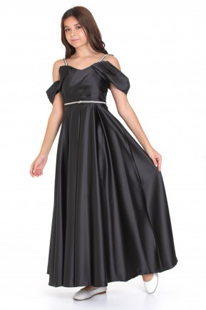 Kız Çocuk Uzun Siyah Renk Askılı Caroline Organize Kumaş Abiye Elbise 10-15 Yaş Kız Çocuk Uzun Siyah Renk Askılı Caroline Organize Kumaş Abiye Elbise 10-15 Yaş